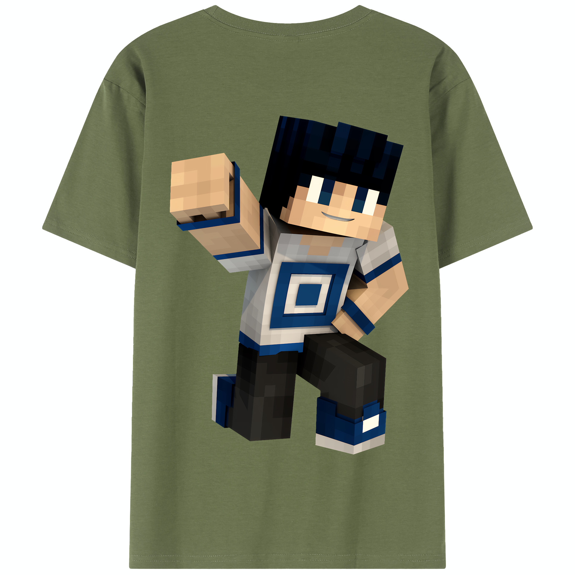 （画像用） マインクラフト ブロックの世界 Minecraft MC Block world 綿100％半袖Tシャツ（背面プリント）